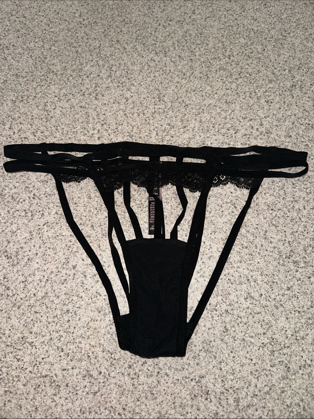 Victoria’s Secret Black Strappy Lace Thong